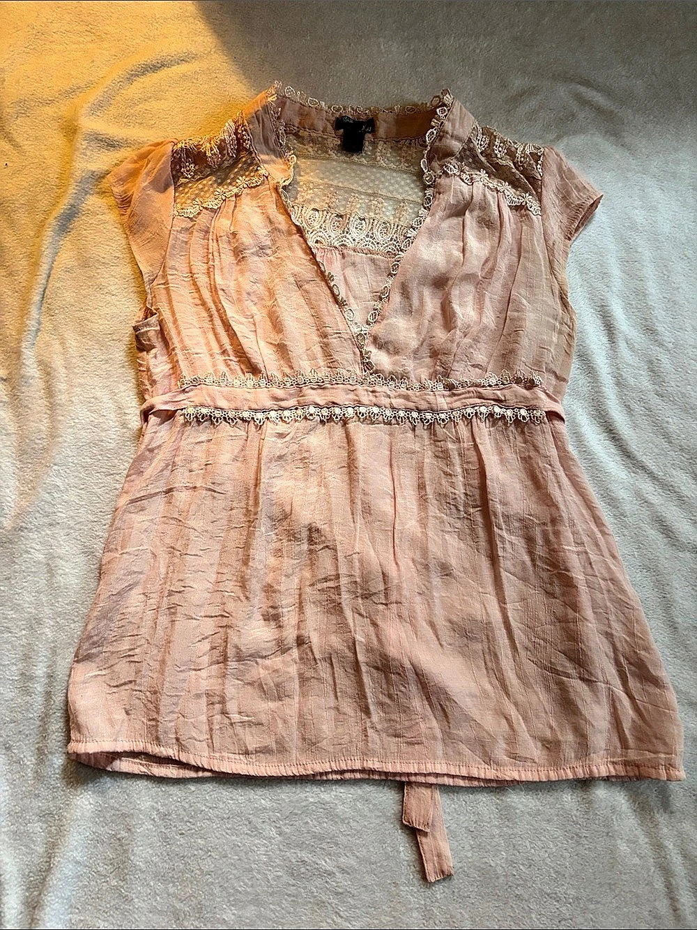 Poetry Lace Trim Blouse in Pink